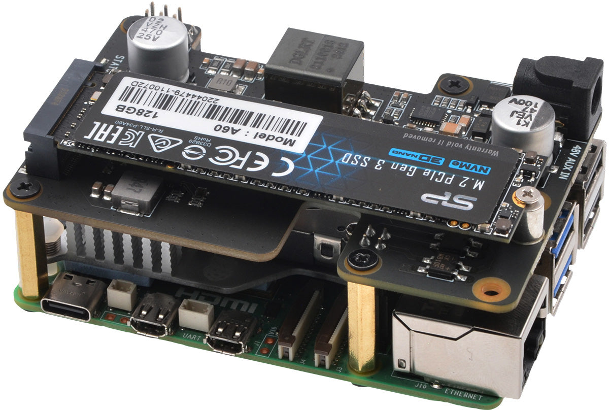 Geekworm X1012 PCIe to NVMe+POE Shield for Raspberry Pi 5