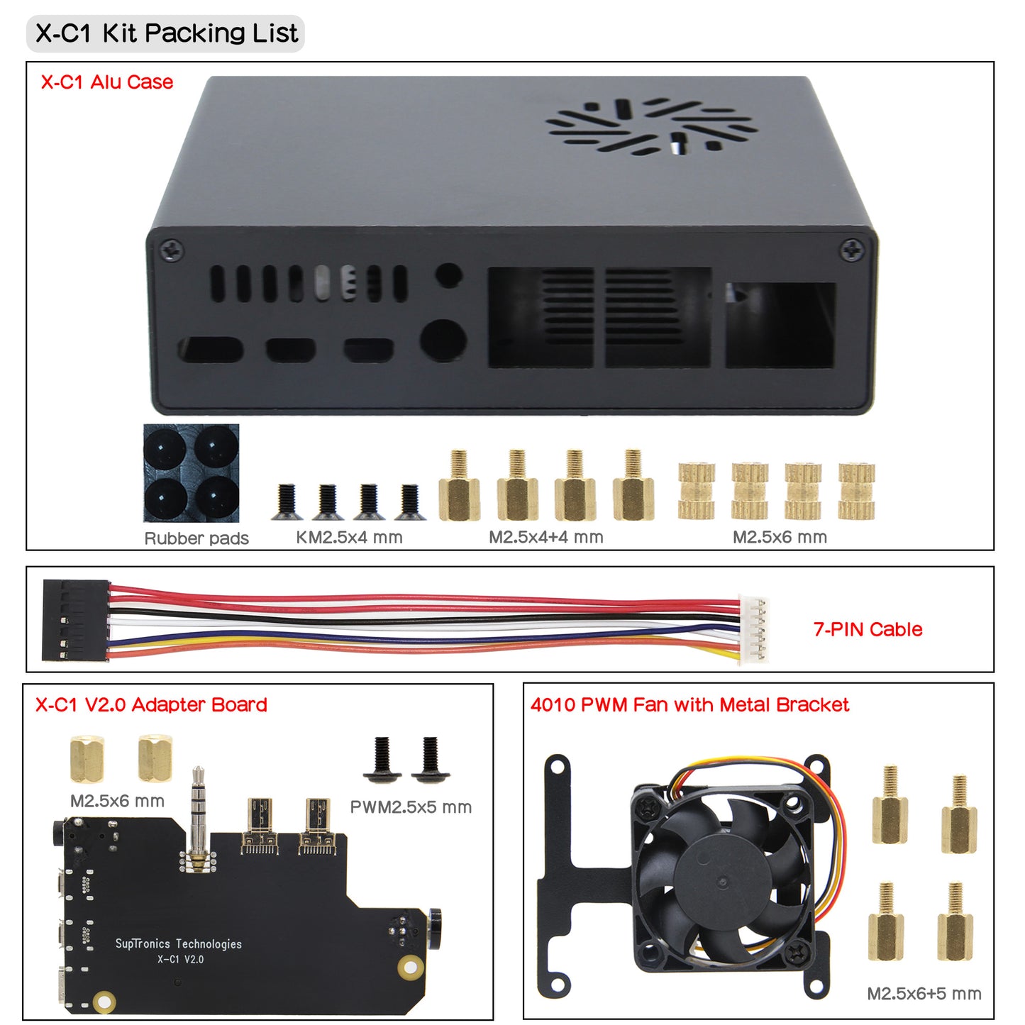 Geekworm Raspberry Pi 4 Case X-C1 Kit V2.0 with PWM Fan | Auto Power On | Safe Shutdown