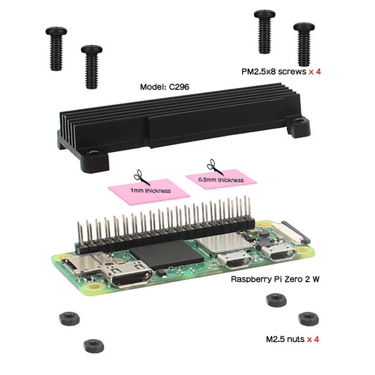 Geekworm 10mm Aluminum Alloy Heatsink (C296) for Raspberry Pi Zero 2W