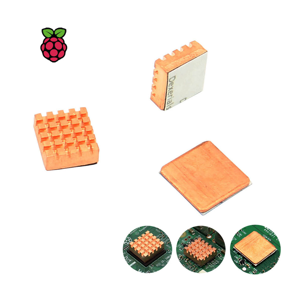 Raspberry Pi 3 Model B+/ 3B  2pcs Thick Copper heatsinks + 1pcs Thin Copper Heat Sinks Kit