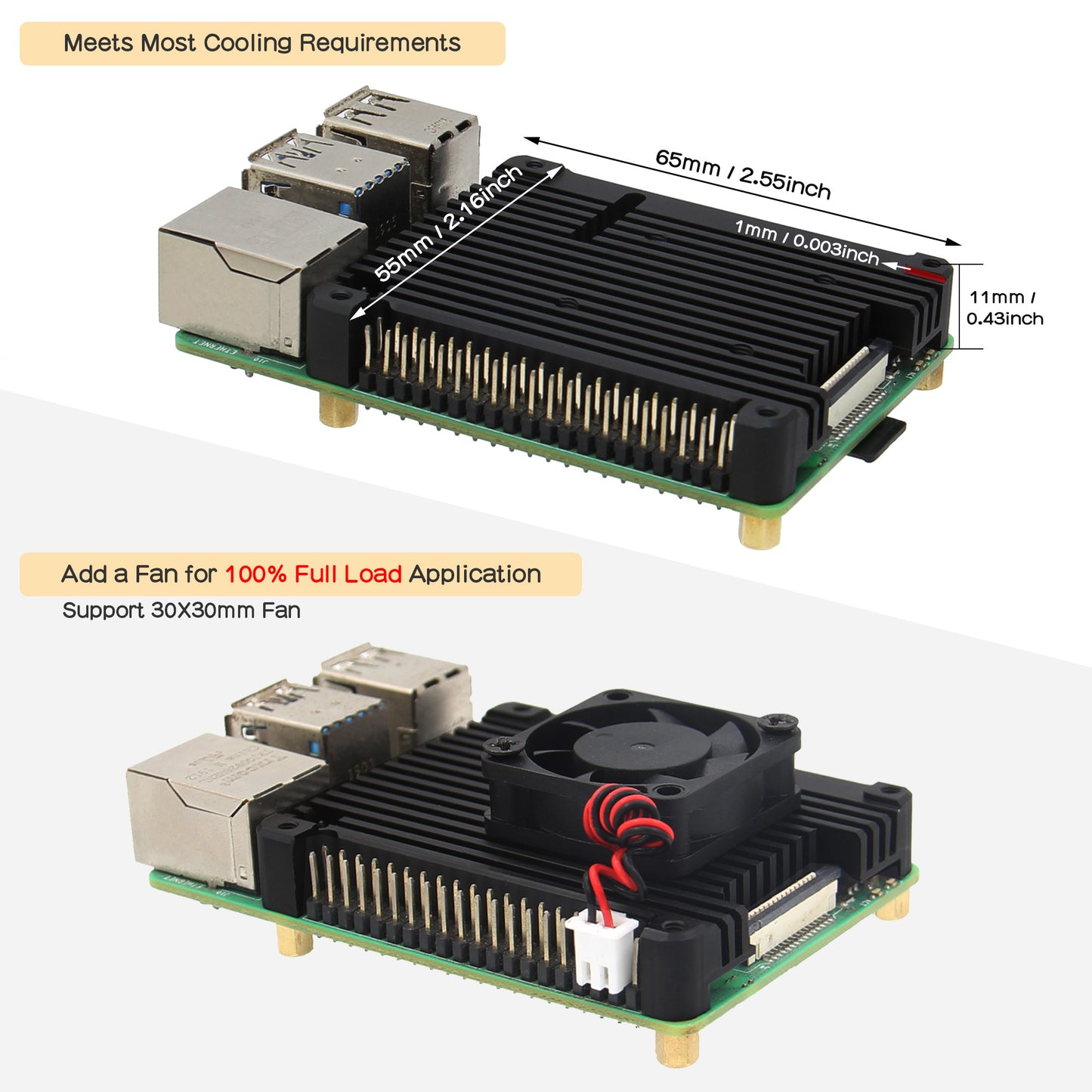 Raspberry Pi 4 11mm Embedded Heatsink (P165-B)