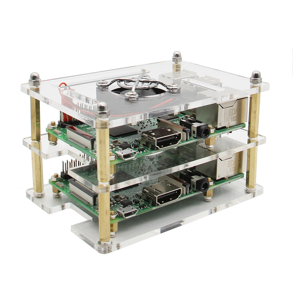 Raspberry Pi 4/3B+/3B Cluster Case with Fan Kit | 1- 5 layer Multi Layer Acrylic Case