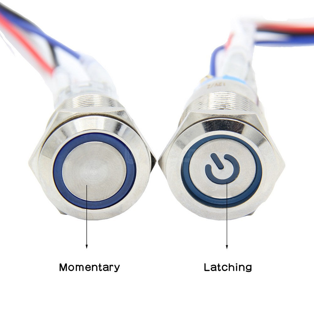 19mm Metal Push Button Switch Latching Self-Locking / Momentary Self-Reset Power Control Switch