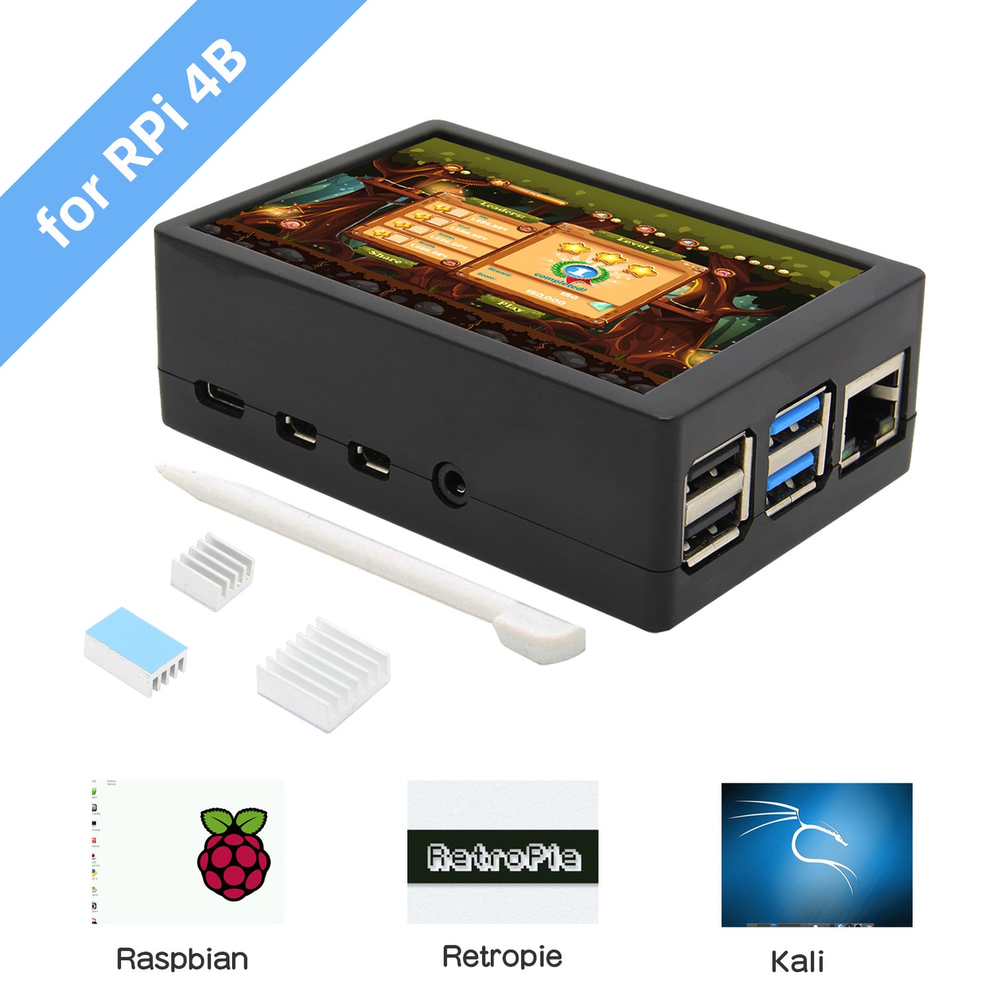 Raspberry Pi 4 Model B 3.5 inch Max 50FPS 480x320 TFT Touch Screen /w ABS Case Kit