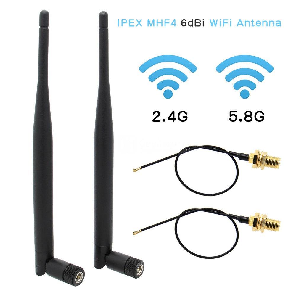 WiFi Antenna 6dBi IPEX MHF4 to SMA Female Extension Cable 2.4Ghz 5.8Ghz Dual Band for NVIDIA Jetson Xavier NX Developer Kit M.2 NGFF Card & N100