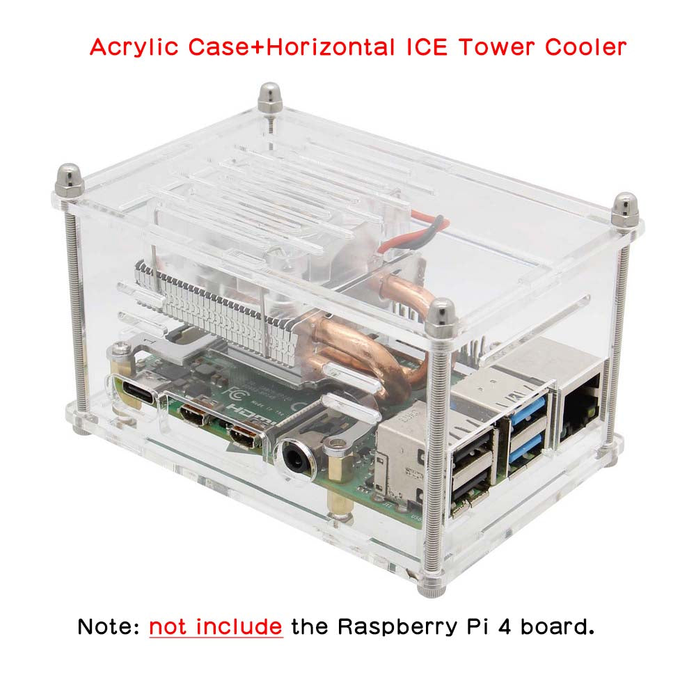 Geekworm Raspberry Pi 4 Metal Case for Raspberry Pi 4 & Raspberry Pi Horizontal ICE Tower Cooler (P229)