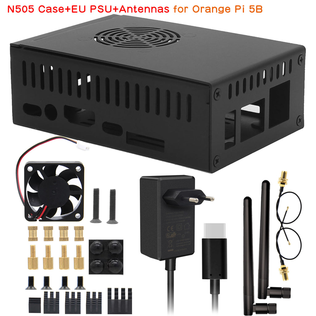 Geekworm Orange Pi 5/5B Metal Case with Fan and Heatsink (N505)