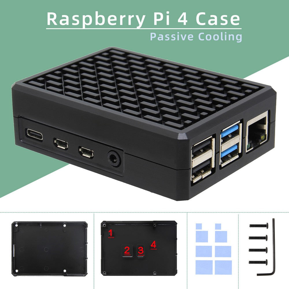 Geekworm Raspberry Pi 4 Aluminum Alloy Passive Cooling Heatsink Case (P232)