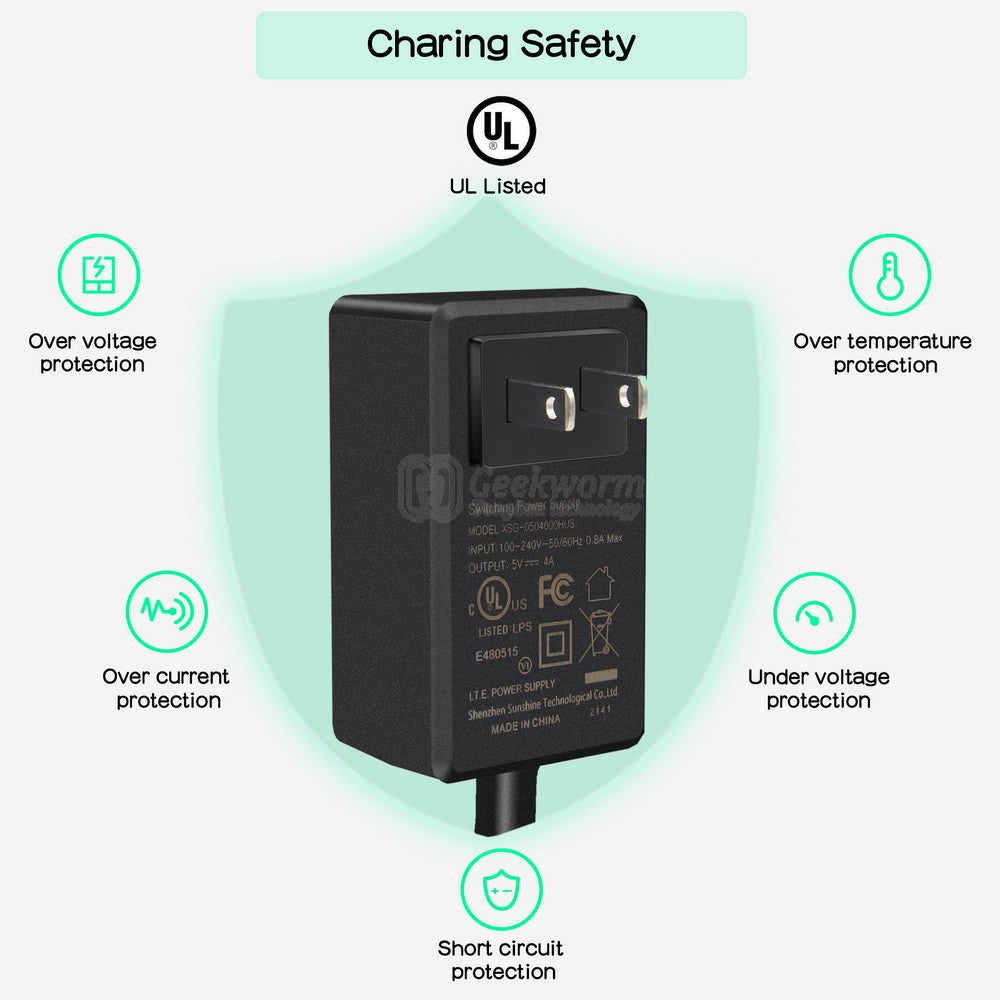 20W 5V 4A USB Type-C Power Adapter for Orange Pi 5/5B/5 Plus/Pi 4/Pi 3/3B /Pi Zero2/Pi Zero 3/Pi R1 Plus