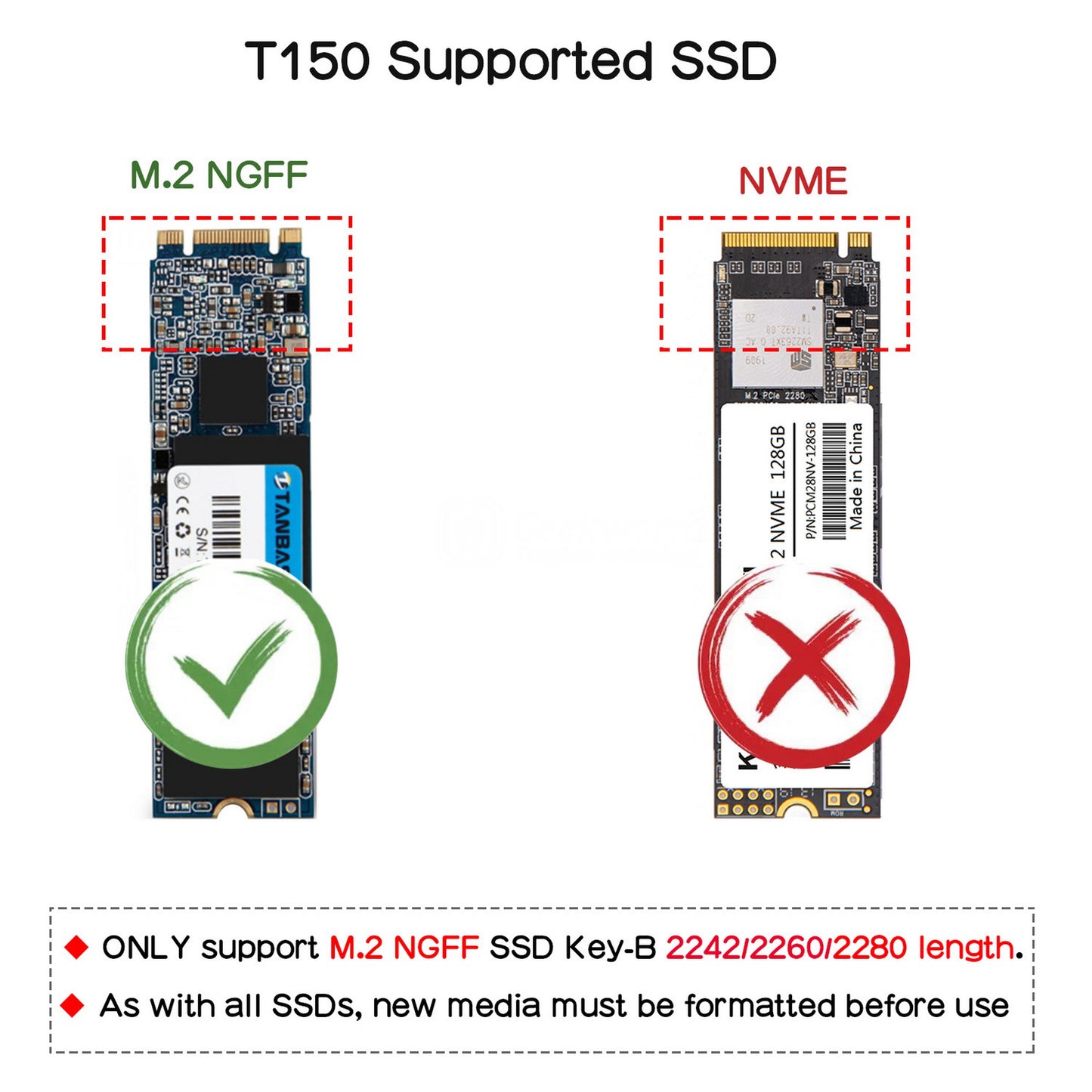 Geekworm T150 M.2 NGFF SATA SSD Storage Expansion Board Compatible with Jetson Nano 2GB/4GB