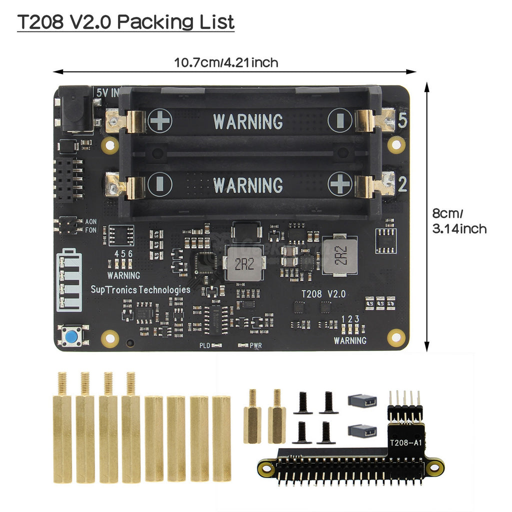 Geekworm T208 6-Cell 18650 UPS ( Max 5.1V 8A Output ) & 5V Power Management Expansion Board for NVIDIA Jetson Nano