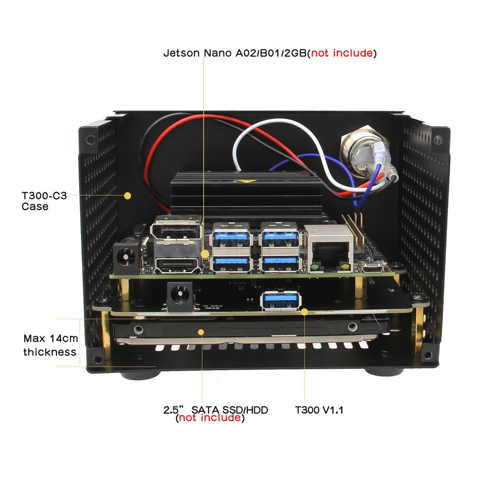 Geekworm T300-C3 Metal Case for Jetson Nano and T300 Shield