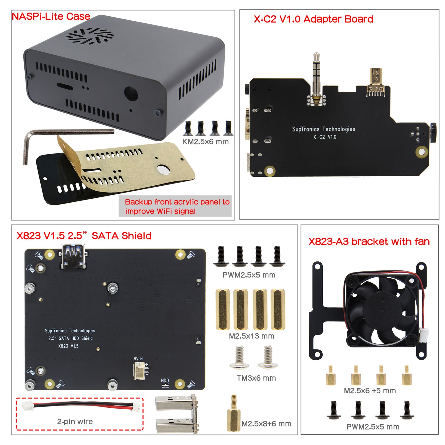 Geekworm NASPi-Lite 2.5" SATA HDD/SSD Kit for Raspberry Pi 4 Model B