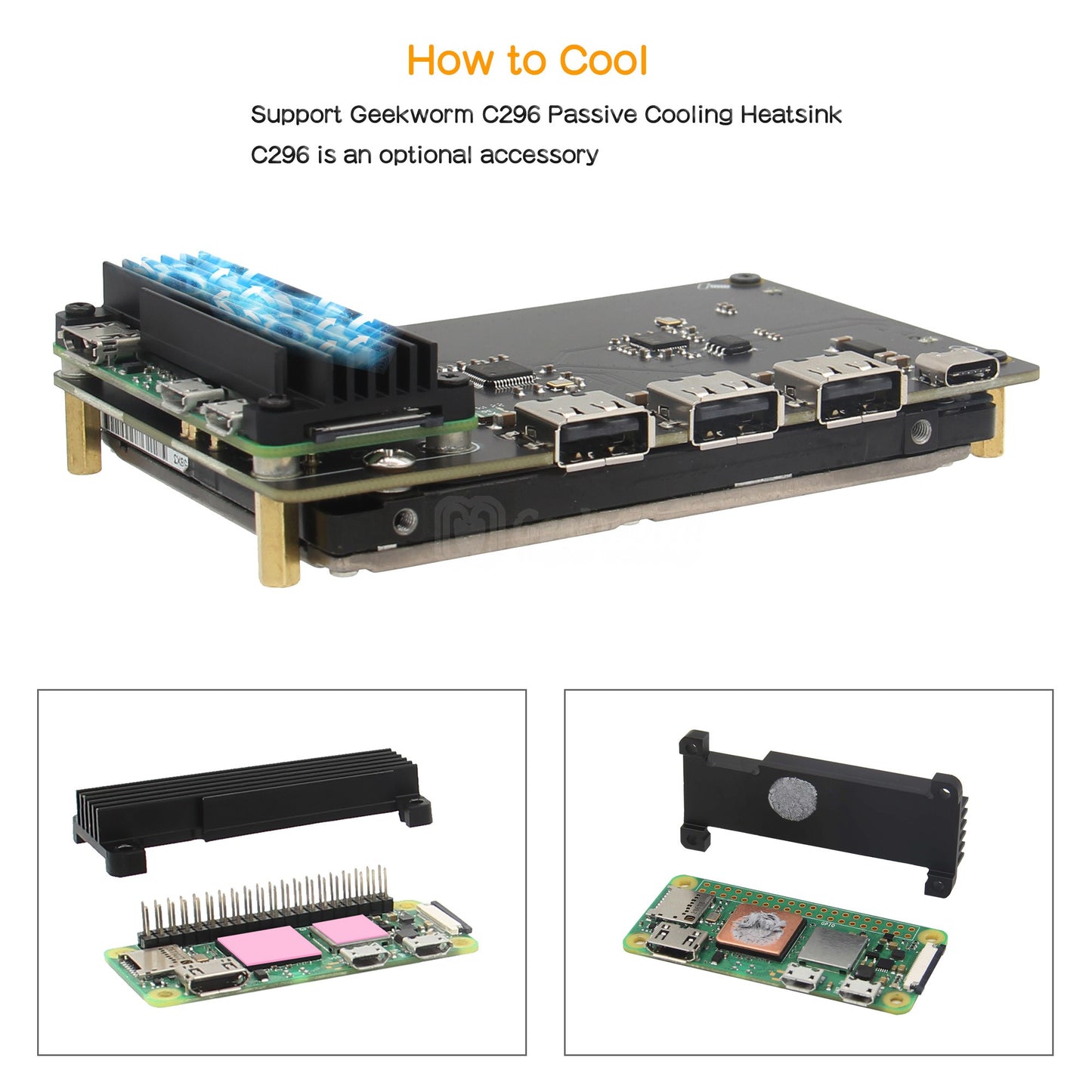 Geekworm X301 2.5" SATA HDD/SSD NAS Storage Expansion Board & USB HUB Compatible with Raspberry Pi Zero 2 W