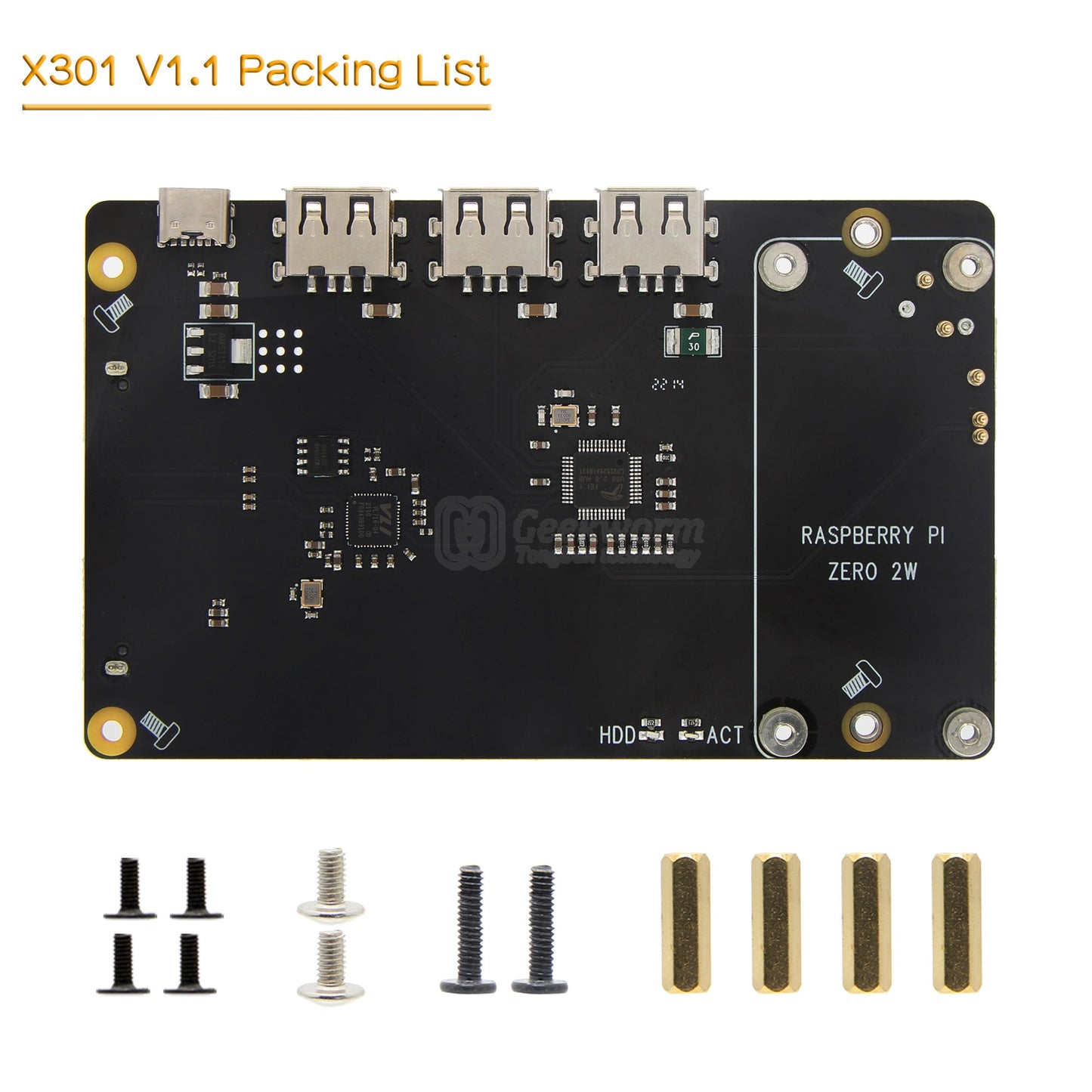 Geekworm X301 2.5" SATA HDD/SSD NAS Storage Expansion Board & USB HUB Compatible with Raspberry Pi Zero 2 W