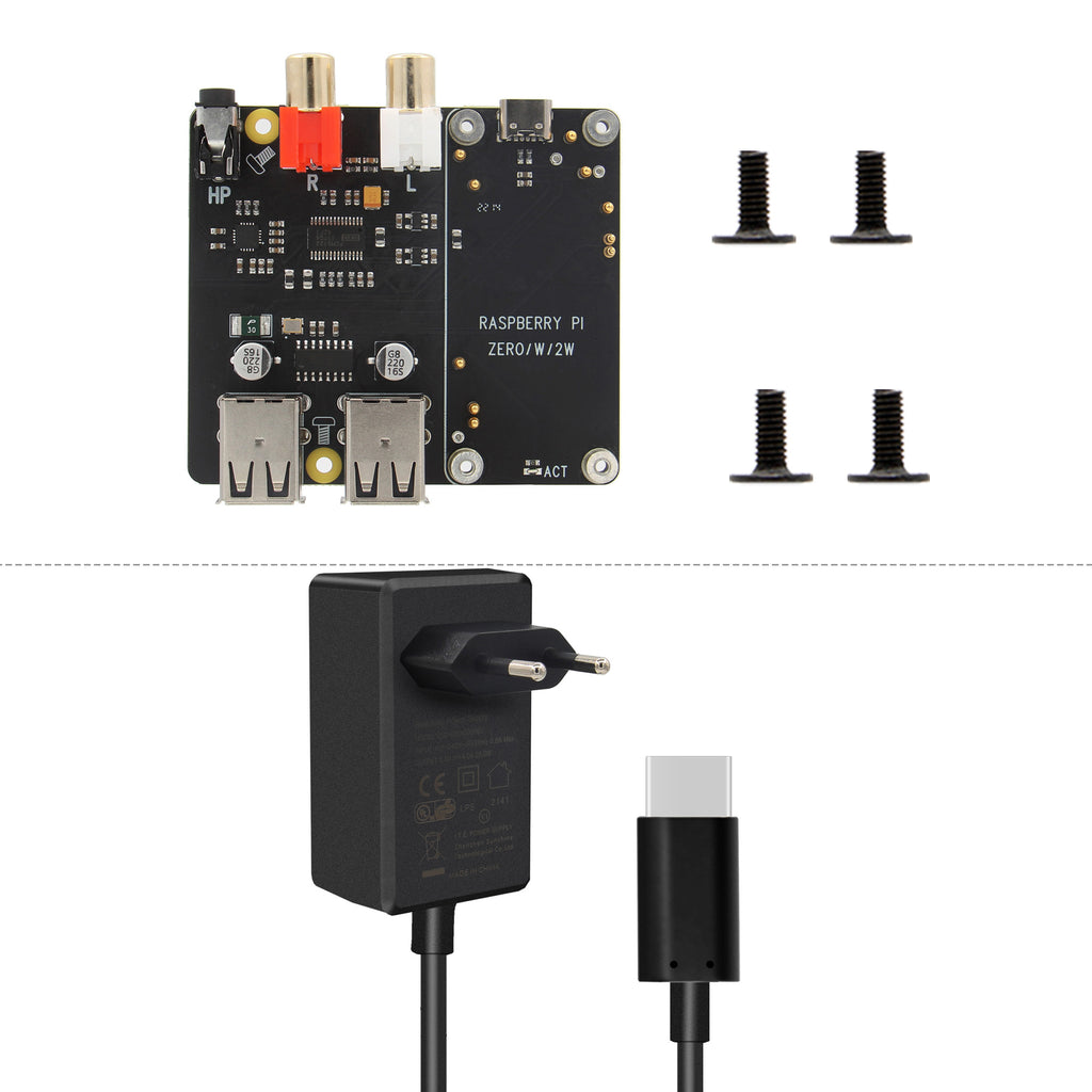 Geekworm X302 HiFi DAC HAT Expansion Board & USB HUB Compatible with Raspberry Pi  Zero 2W / Zero W