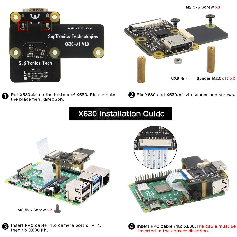 Geekworm Raspberry Pi X630 V1.5 Hdmi to CSI-2 Module