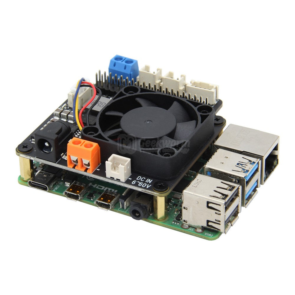 Raspberry Pi 4B/3B+ X715 V1.0 Power Management & PWM Cooling Board with Wide Voltage Input (6V~60V)