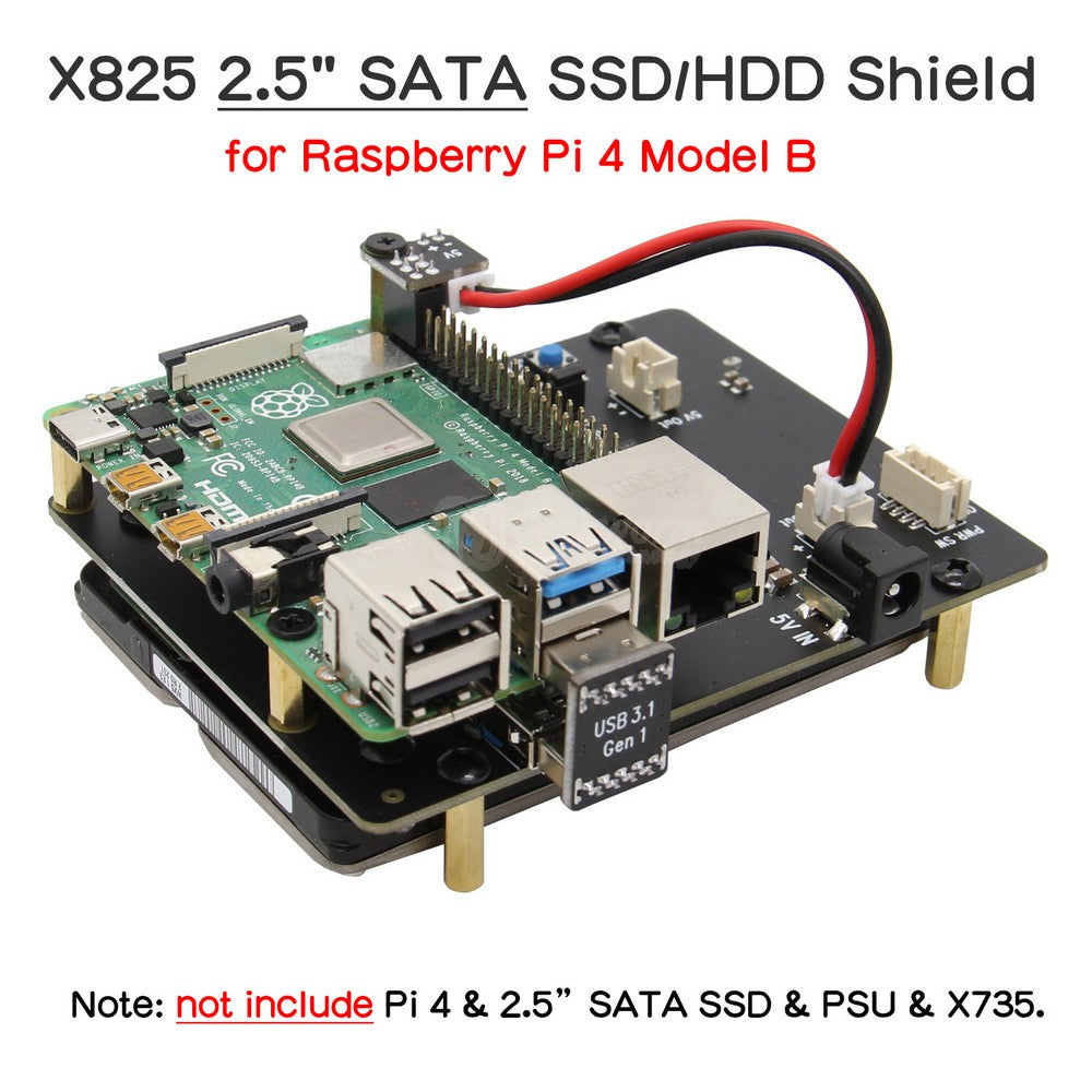 For Raspberry Pi 4, X825 V1.5 2.5 inch SATA HDD/SSD Expansion Board