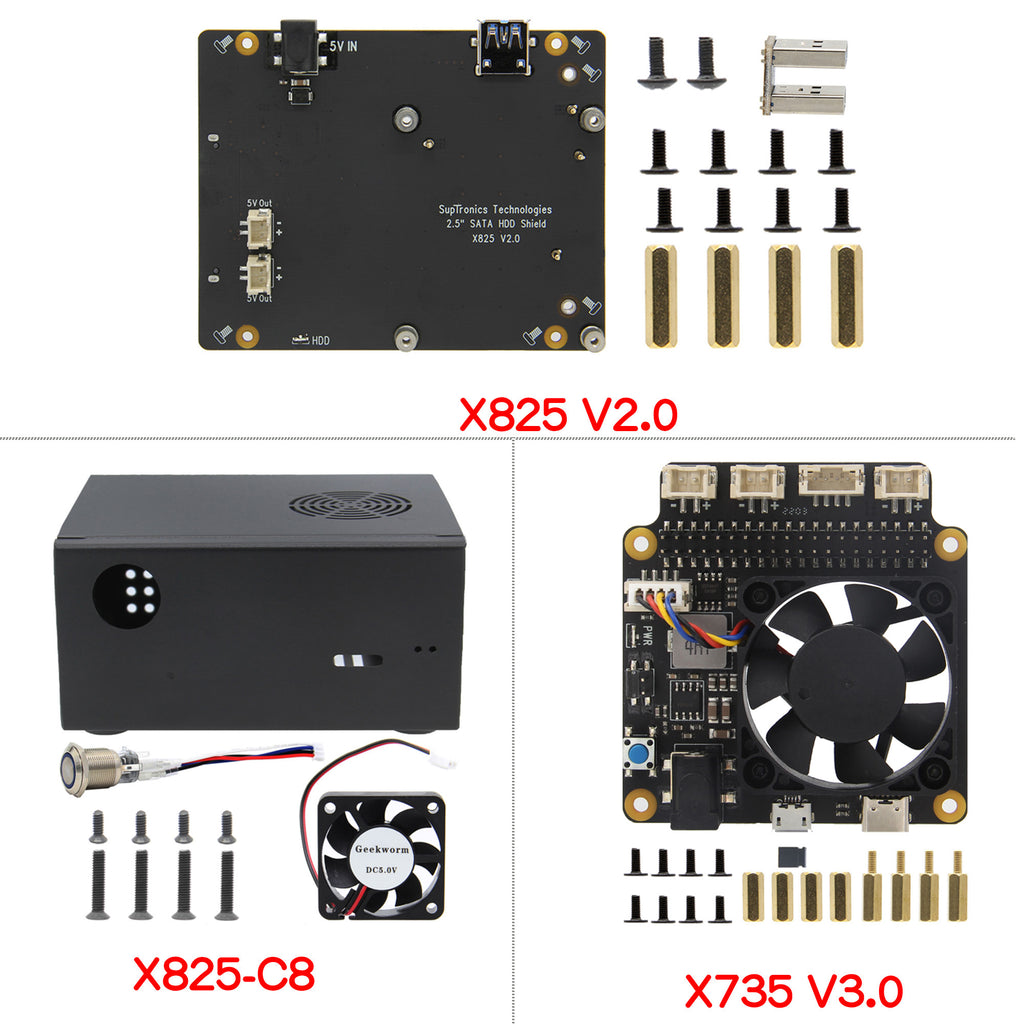 For Pi 4, X825 V2.0 inch HDD/SSD Board – Geekworm