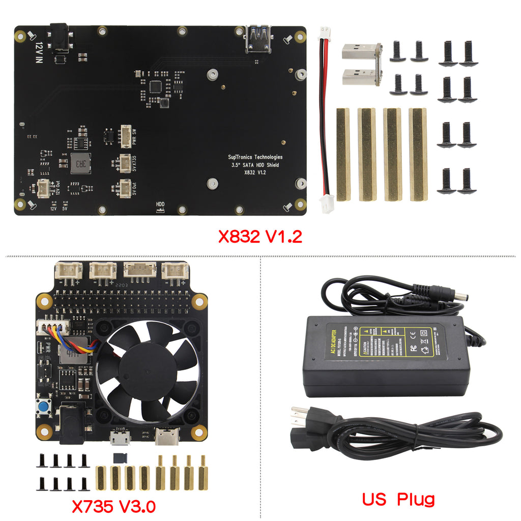 For Raspberry Pi 4, X832 V1.2 12V 3.5 inch SATA HDD Storage Expansion Board