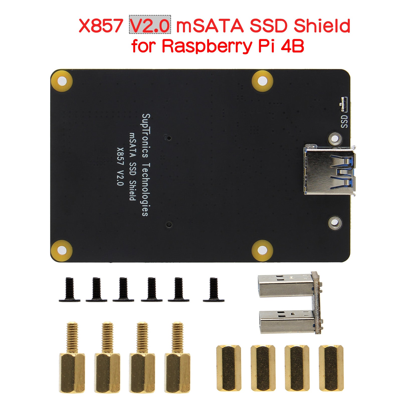 For Raspberry Pi 4, X857 V2.0 USB3.0 mSATA Expansion Board – Geekworm