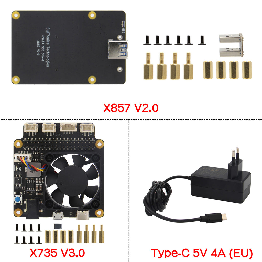 For Raspberry Pi 4, X857 V2.0 USB3.0 mSATA SSD Expansion Board
