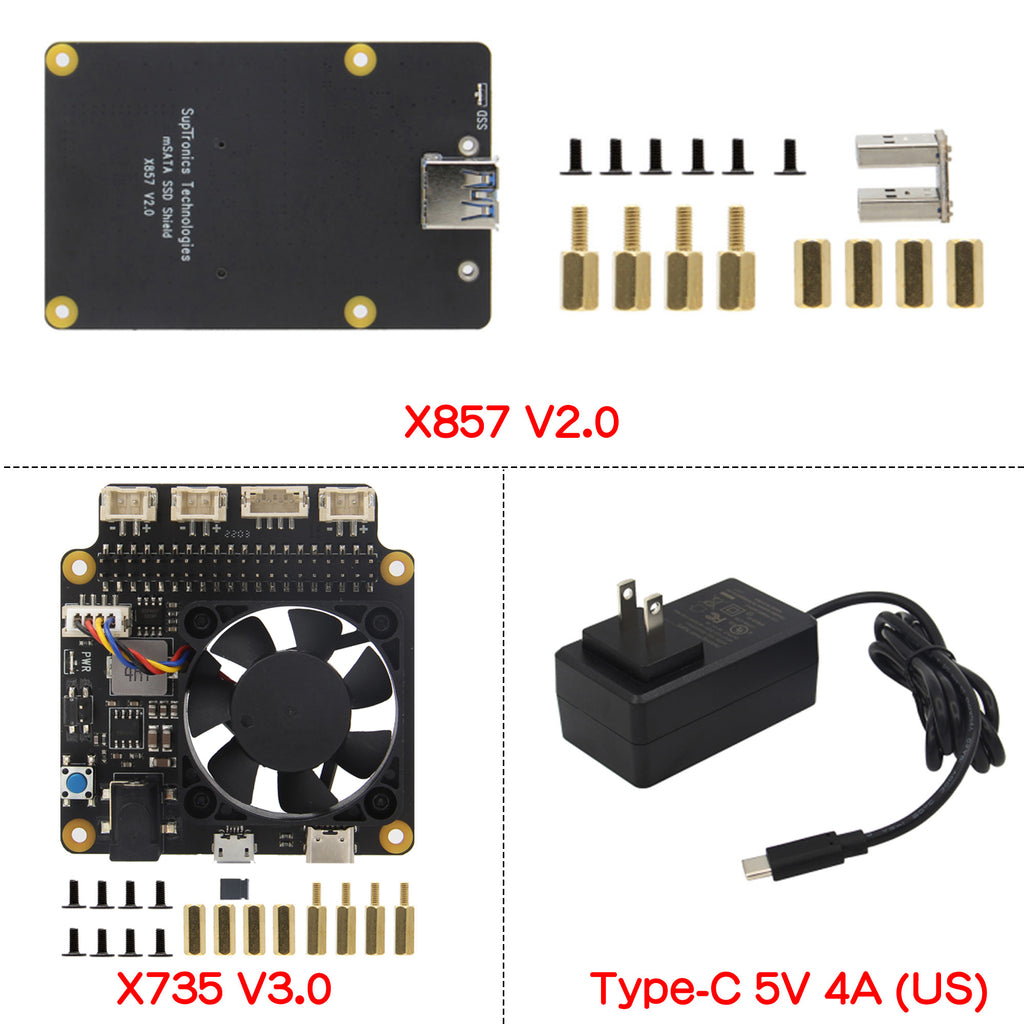 For Raspberry Pi 4, X857 V2.0 USB3.0 mSATA SSD Expansion Board
