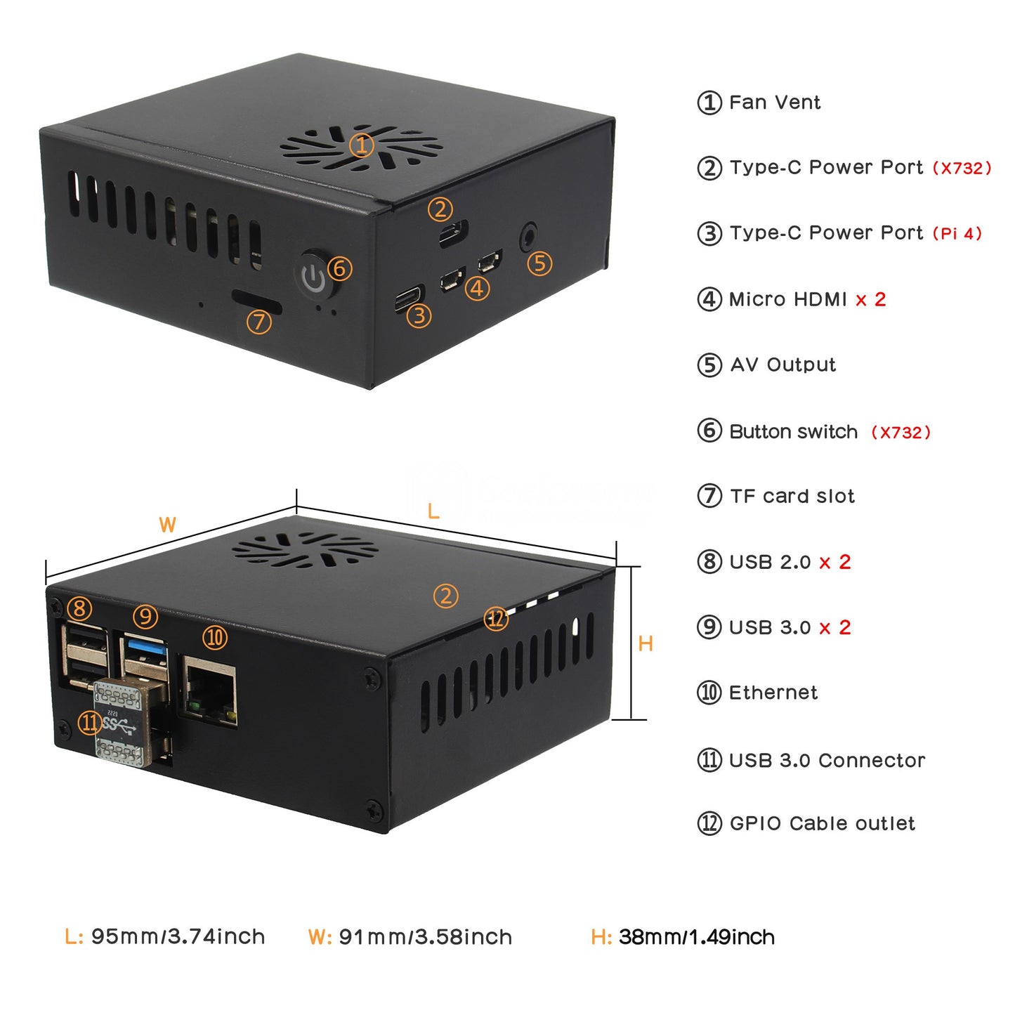 Geekworm X876 M.2 NVME SSD Storage NAS Kit for Raspberry Pi 4 Model B