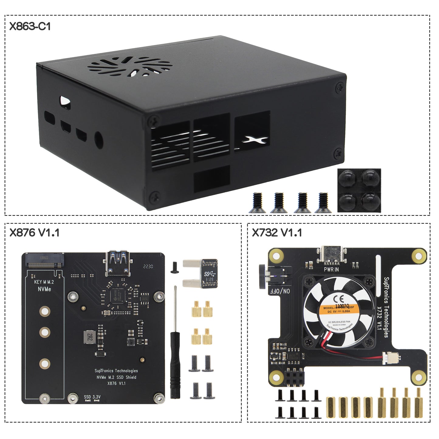 Geekworm X876 M.2 NVME SSD Storage NAS Kit for Raspberry Pi 4 Model B