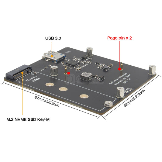 For Raspberry Pi 4, X876 V1.1 NVME M.2 SSD Storage Expansion Board Support Key-M 2280 SSD