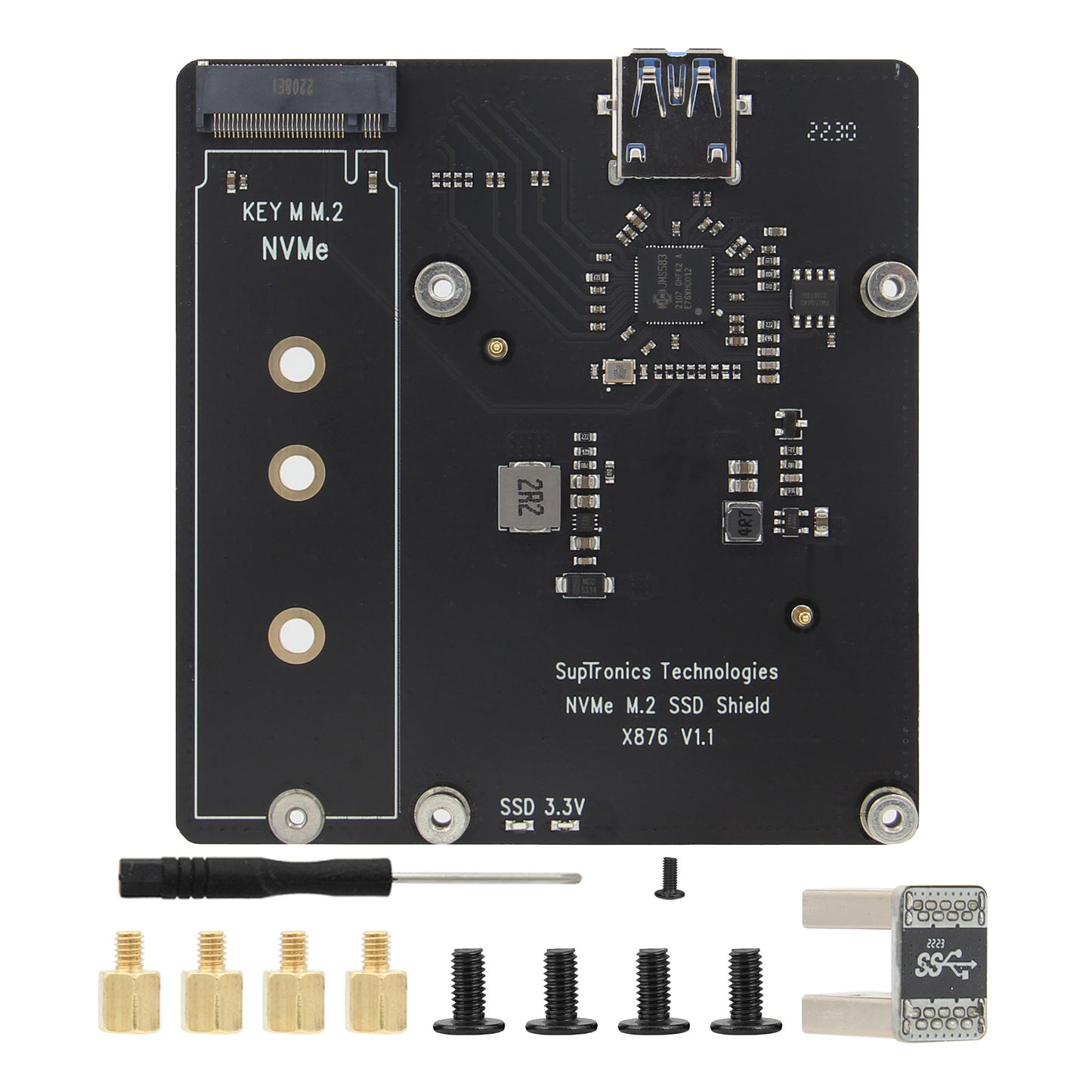 For Raspberry Pi 4, X876 V1.1 NVME M.2 SSD Storage Expansion Board Support Key-M 2280 SSD