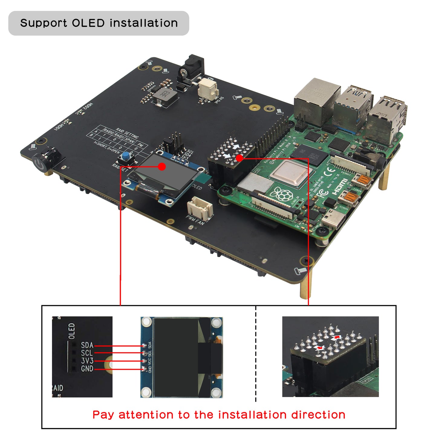 Geekworm NASPi Gemini 2.5 Dual 2.5'' SATA HDD NAS Storage Kit with DC 6-18V Wide Voltage Input|Safe Shutdown|Auto Power On|RAID for Raspberry Pi 4