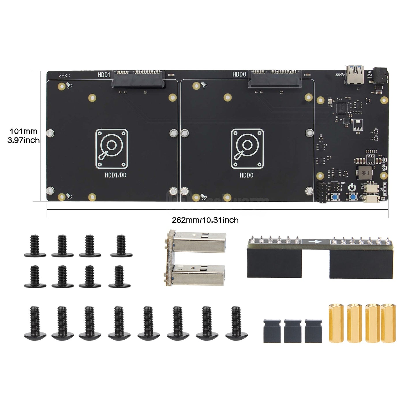 For Raspberry Pi 4, X885 V1.1 12V Dual SATA Gen3 HDD Shield Support Dual 3.5" SATA HDD